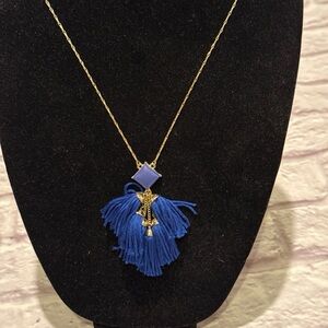 Sugarfix by bauble bar cobalt Blue and Gold Tassel Necklace
